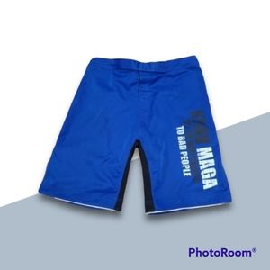 MMA Krav Maga Grappling Training Shorts Distressed Vintage Logo Design